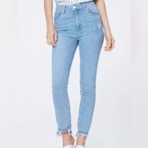Paige Sarah Slim distressed Hem In Mako Light Wash Denim Jeans
